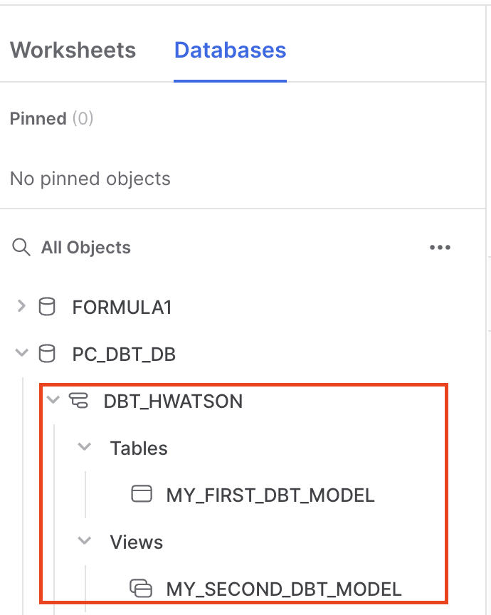 Confirm example models are built in Snowflake Confirm example models are built in Snowflake